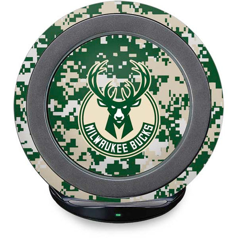 NBA Milwaukee Bucks Camo Digi Fast Charge Wireless Charging Stand Skin